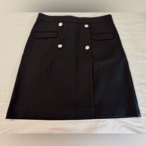 TALBOTS FAUX WRAP BUTTON DETAIL A-LINE SKIRT BLACK SIZE 6P